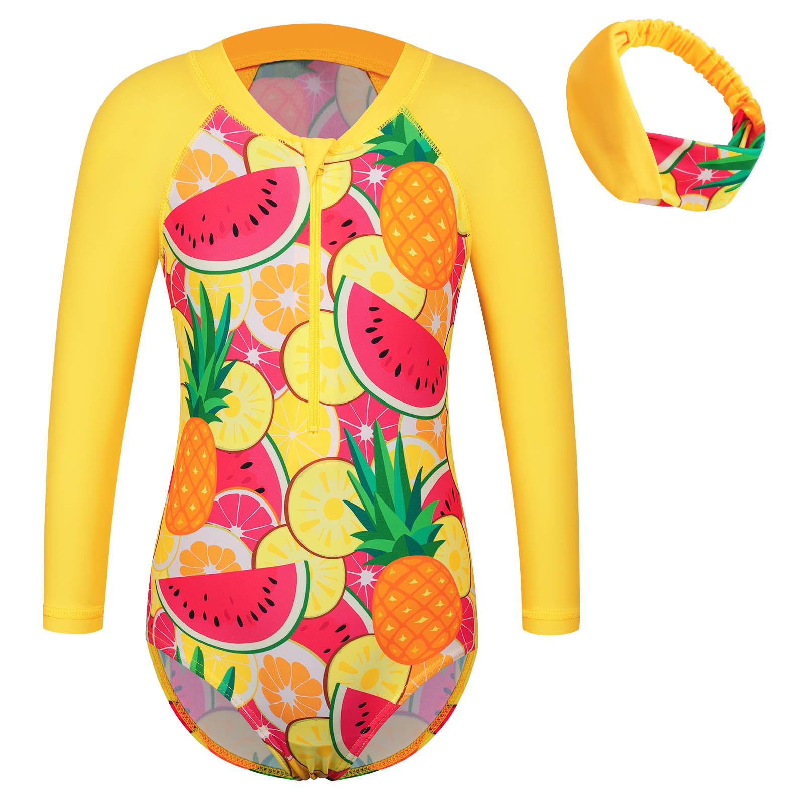 Girls Long Sleeve Swimsuit One Piece Rashguard