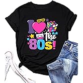 PECHAR I Love The 80's Shirt for Women Vintage 80s Music Graphic Tshirt 80's Party Short Sleeve Blouse Tops