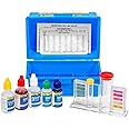 XtremepowerUS 5-Way Swimming Pool Test Kit pH, Chlorine, Bromine, Alkalinity Chemistry Testing with Case Spa, Inground Above Ground Pool Residential