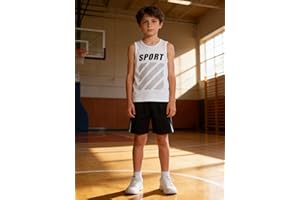Boys' Athletic Tank Top for Kids, Summer Sport Sleeveless Shirt for 8-12 Years, Casual Base Layer Vest for All Season
