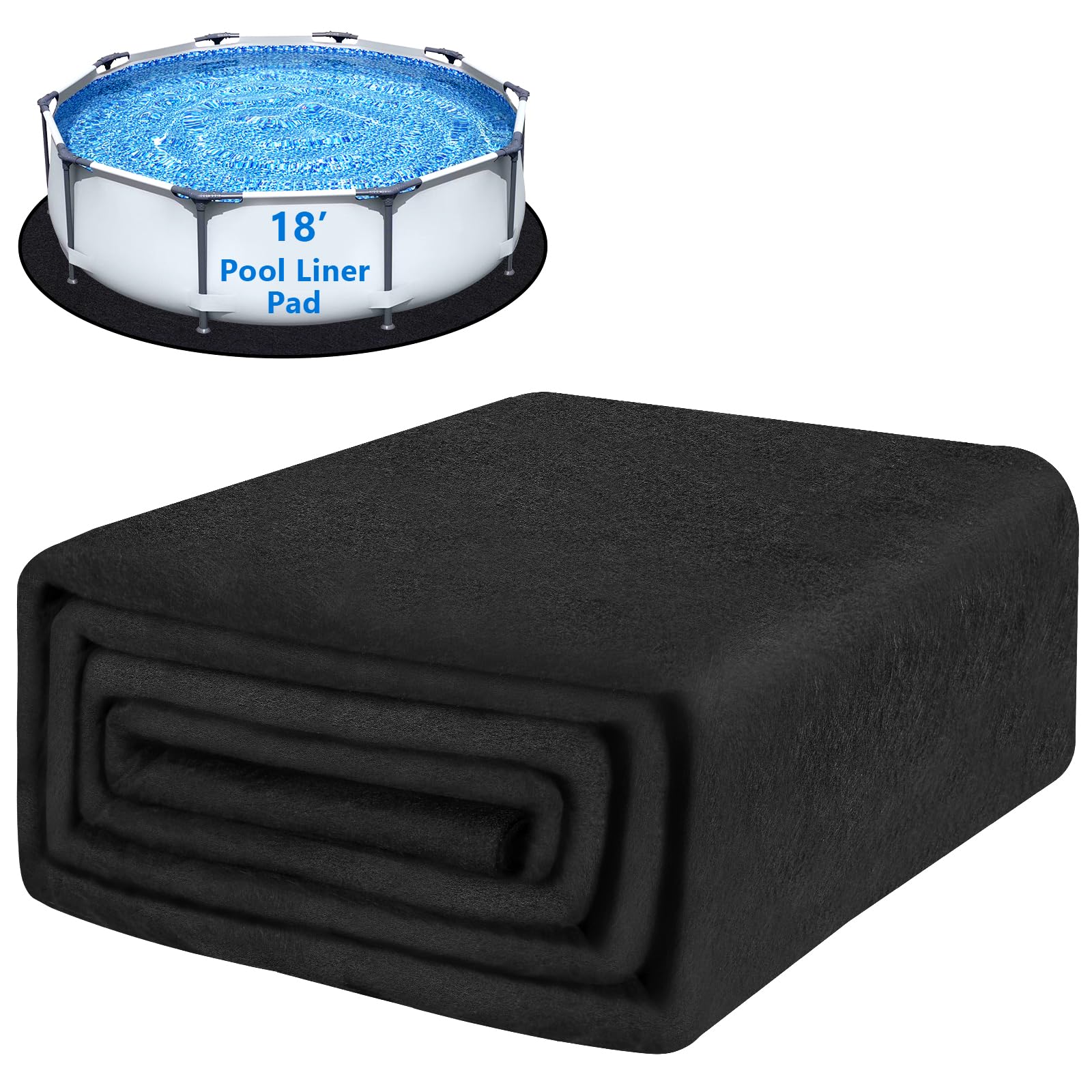 Photo 1 of LCHUANG 18-Foot Pool Liner Pad for Above Ground Swimming Pools, 2mm Extra-Thick Black Fabric Pool Mat, Pool Protection Pad, Prevents Punctures, Weed Barrier | Extends Life of The Liner (18' Round)