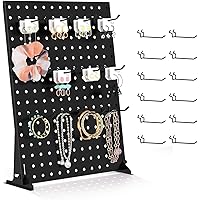 Urban Deco Pegboard Display Stand with 12 Hooks for Craft Shows & Fairs - Metal Peg Board Rack Jewelry Display for Retail Ven