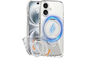 COOLQO Magnetic for iPhone 16 Case with Stand, Compatible with MagSafe, Military Grade Drop Protection, Non-Yellowing Scratch-Resistant Back Protective Shockproof Slim Phone Cover, Silver