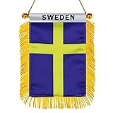 Sweden Hanging Flag with Suction Cup 4x6 Inch