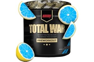 REDCON1 Total War Pre Workout Powder - Endurance, Alertness, Pump Boosting Citrulline Malate & Beta Alanine - Fast Acting, Caffeinated Preworkout for Men & Women (Blue Lemonade, 15 Servings)