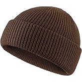 Connectyle Short Fisherman Beanie for Men Women Warm Winter Hats Knit Cuffed Beanies Skull Cap Acrylic Watch Hat