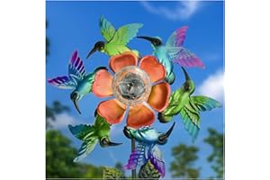 HWISHARE US Solar Wind Spinners Hummingbird Spinner, Waterproof Outdoor Metal Wind Sculpture for Yard and Garden, Lawn & Garden Decor (windmill1)