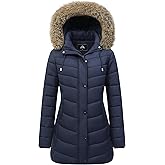 Women's Long Winter Puffer Coat Warm Thicken Fleece Lined Down Jacket Waterproof Detachable Hooded Parka