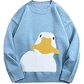 Arssm Mens Oversized Dinosaur Knit Pullover Sweater Fashion Cartoon Unisex Sweater Long Sleeve Crewneck Vintage Tops