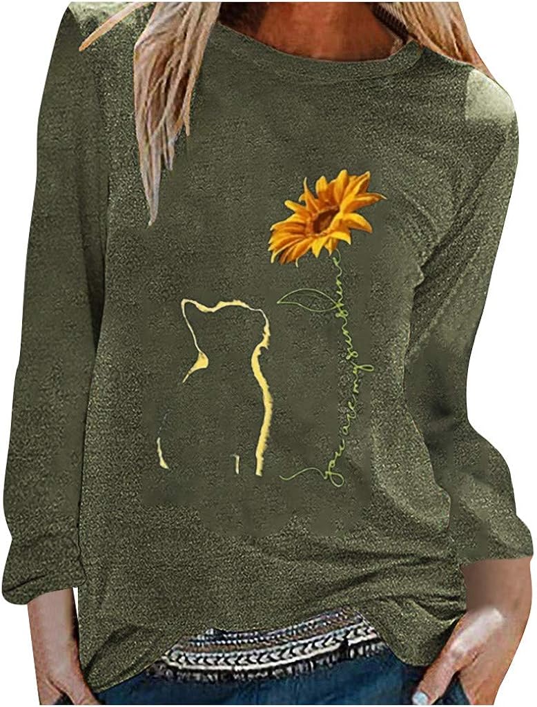 Pullover Sweatshirts for Women Graphic Hoodless Cute Tops