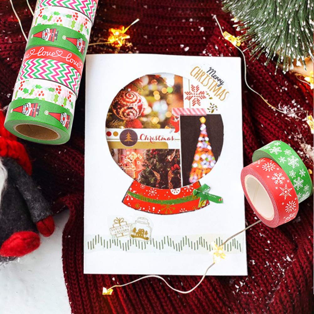 6 Pack Decorative Duct Tape Holiday Christmas Washi Tape Craft Decorative Set Xmas 0.6\