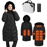 GPIOPGHO Heated Jackets for Women with collar, Long Winter Coats for Women for Skiing Hunting Motorcycle, Gift for Wife