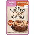 Wellness CORE Tiny Tasters Pate Kitten Wet Cat Food, Natural, Protein-Rich, Grain Free, 1.75-Ounce Pouch, 12 Pack, (Chicken)