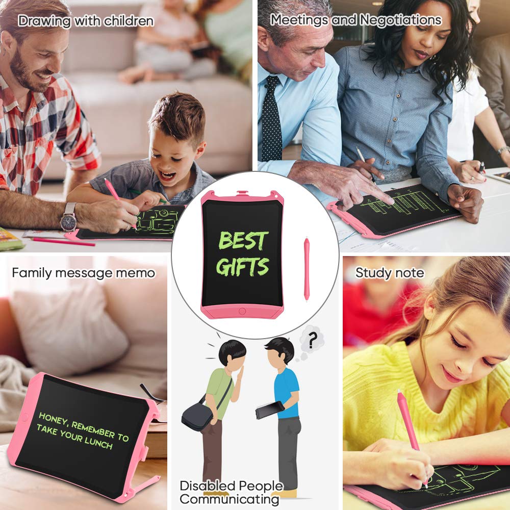 LCD Writing Tablet, 8.5 Inch Electronic Drawing Writing Board for Kids & Adults, Handwriting Paper Doodle Pad for School Office Fridge or Family Memo Electronic Graphic Drawing Tablet (Pink)