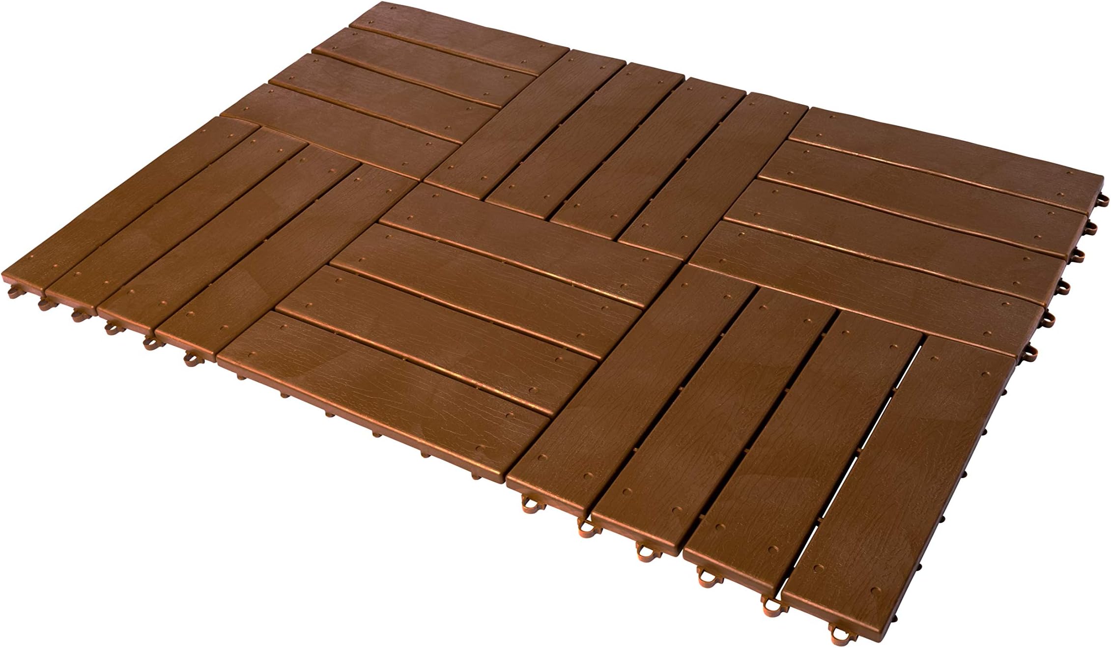 UPP Interlocking Tiles 12 x 12 in | Quick & Easy to Lay Outdoor Deck Tiles | Neat Flooring for Patio, Pool and Balcony [6 pcs, Timber]