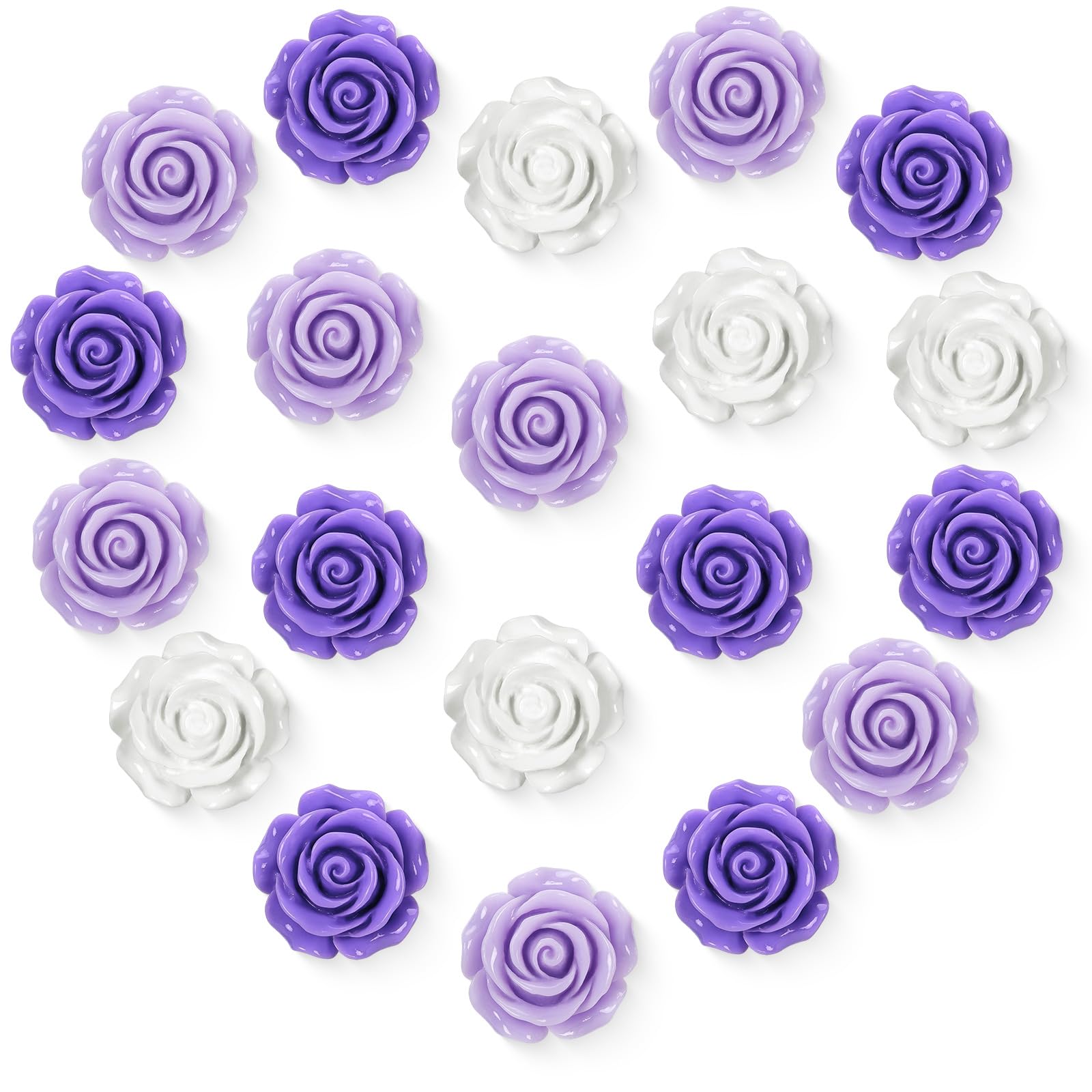 Photo 1 of 20 Pcs Rose Fridge Magnets, 1.1 Inch Cute Flower Fridge Magnets, 3D Colorful Refrigerator Decorative Magnet for Whiteboard Locker Cabinet (Purple-3 Colors-Rose)