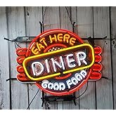 Eat Here Diner Good Food Glass Neon Signs,Neon Signs Beer Bar Club Bedroom for Office Hotel Pub Cafe Neon Light Art Wall Ligh