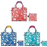 LOQI Seed Reusable Shopping Bags (Set of 3), Coral Bell, Cornflower, Teal