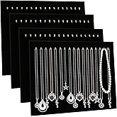 CertBuy 4 Pack Black Velvet Necklace Display Stands for Selling Jewelry Necklace Display Stand with 17 Hooks Jewelry Storage Holder for Chain