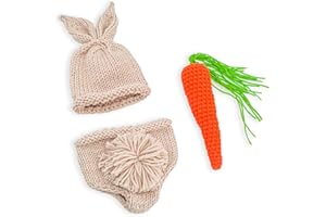 Newborn Photography Prop, Baby Easter Gift Knitted Photoshoot Costume, Baby First Easter Photo Rabbit Outfits (0-3 Months)