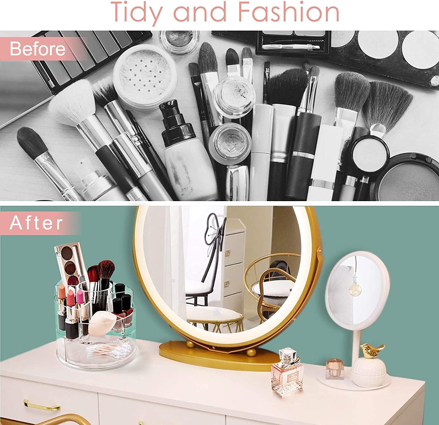 Clear Small Makeup Organizer, Cosmetic Display Cases with Drawers, Acrylic Makeup Brush Organizer and Storage for Vanity, Bathroom, Dresser, Countertop: Home Improvement