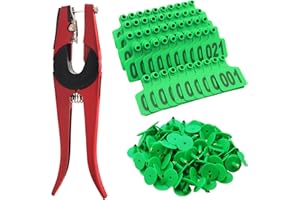 ACHICKLEAD Cattle Ear Tags Numbered 001-100 with Pliers, Plastic Livestock Animal Ear Tag for Cows Goats Sheep Pigs(Green)