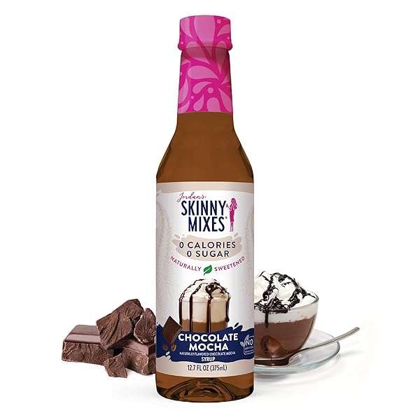JORDAN’S SKINNY SYRUPS SUGAR FREE SYRUP, CHOCOLATE MOCHA SYRUP, 12.7 OZ, ZERO SUGAR AND ZERO CALORIE FLAVORING FOR COFFEE, PROTEIN SHAKE, COCKTAIL OR MOCKTAIL DRINKS AND MORE, NATURALLY SWEETENED LINE
