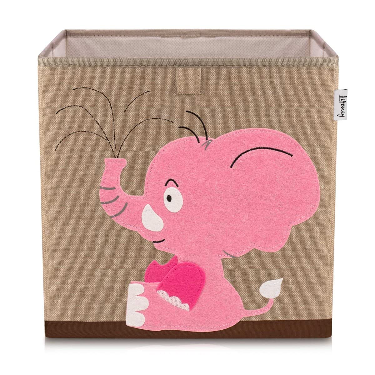 LIFENEY Children's Storage Box with Elephant Motif, Toy Box with Animal Motif, Suitable for Cube Shelves, Organiser Box for the Children's Room, Storage Basket Children