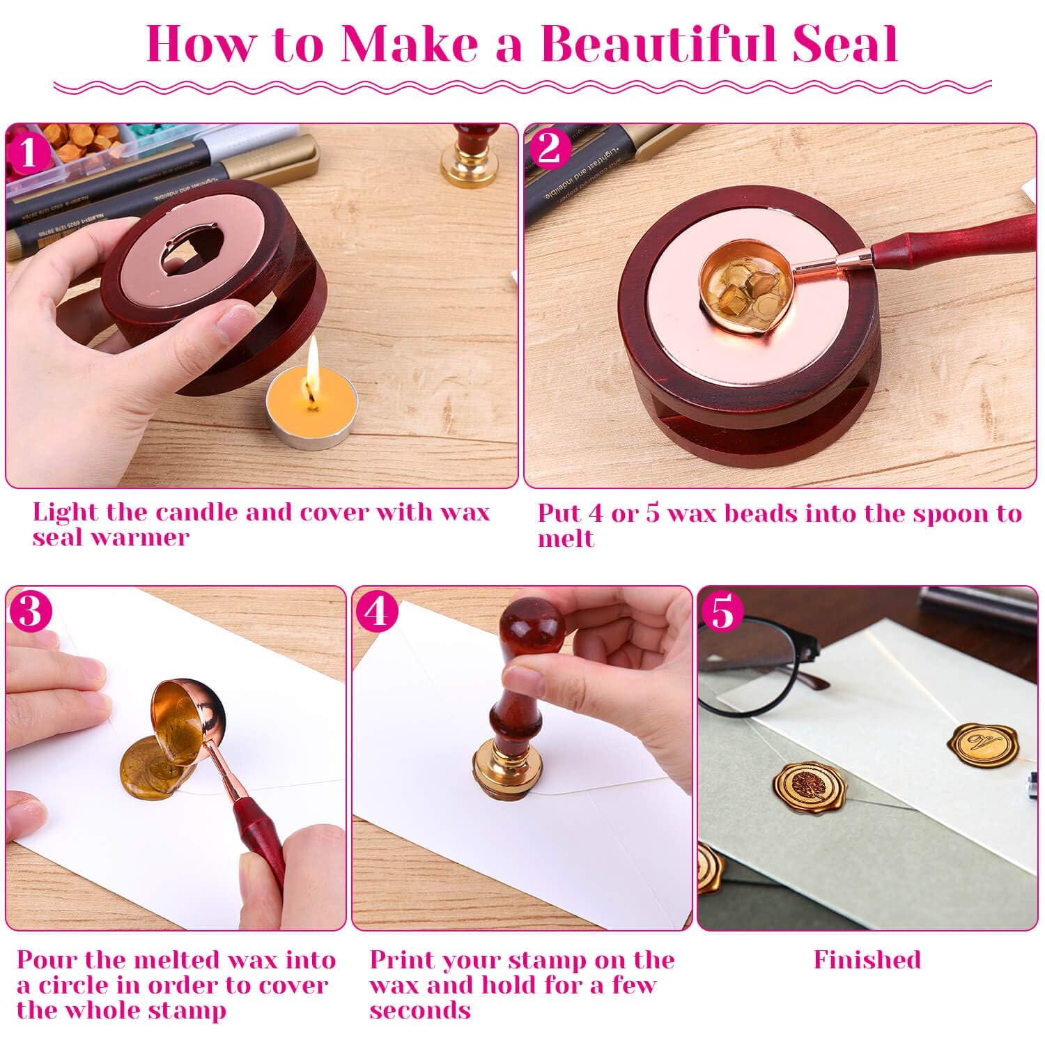 Sealing Wax, Paxcoo 312pcs Sealing Wax Kit with Warmer, Spoon for Stamp Letter Seal