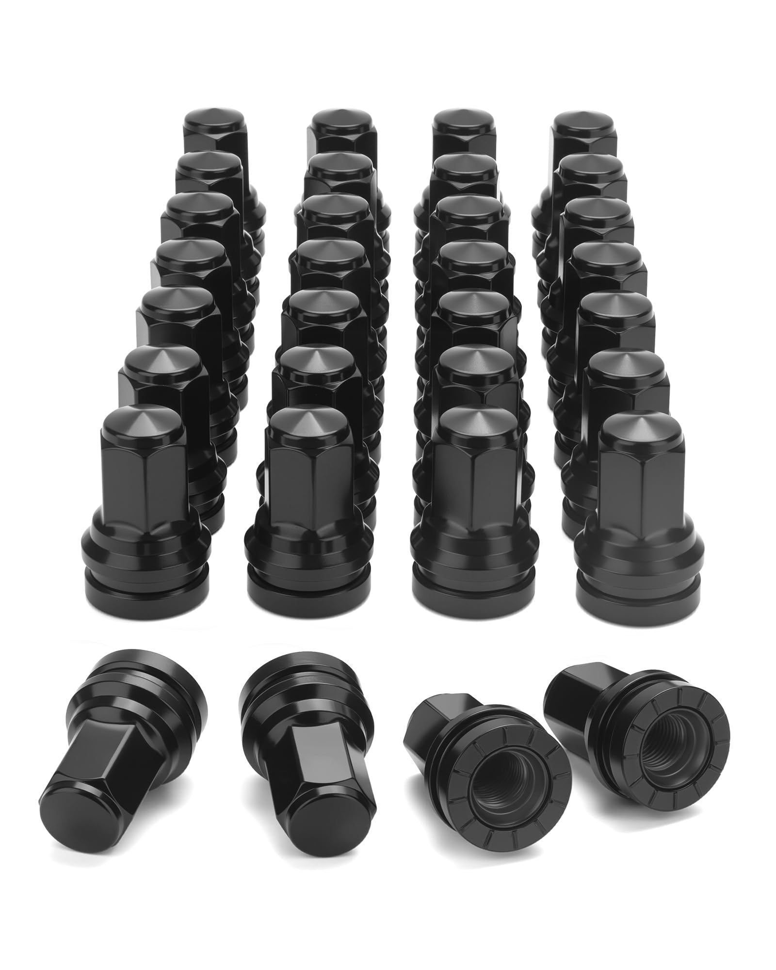 Photo 1 of M14x1.5 Lug Nuts For Ford F250 F350 Super Duty, 32pcs 14x1.5 Flat Washer Aftermarket One Piece Design Wheel Lug Nut Replacement HCPZ-1012-B HCPZ-1012-A OEM Steel Nuts, Anti-Rusting Updated Not Swollen