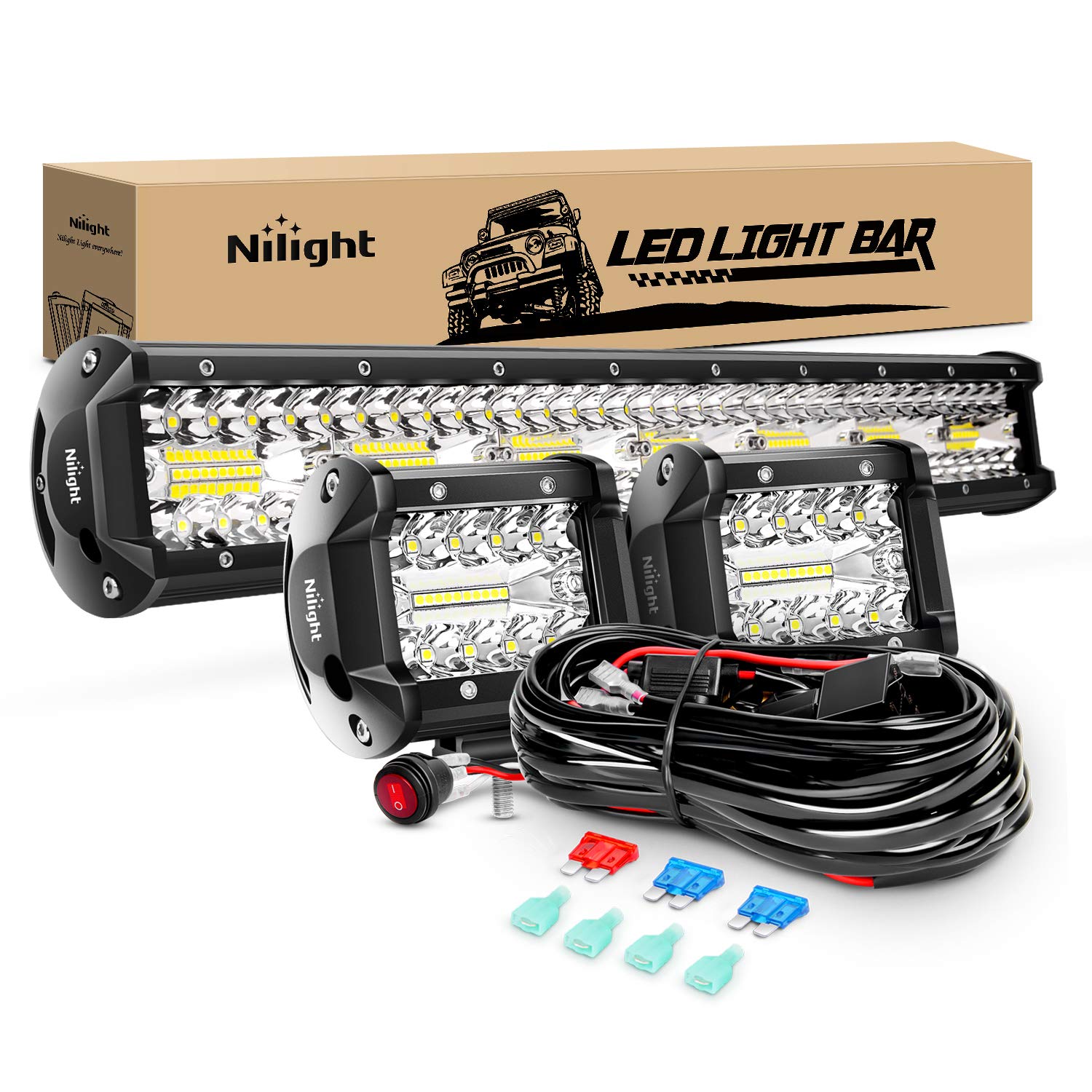 Nilight 20Inch 420W Triple Row Spot Flood Combo Led