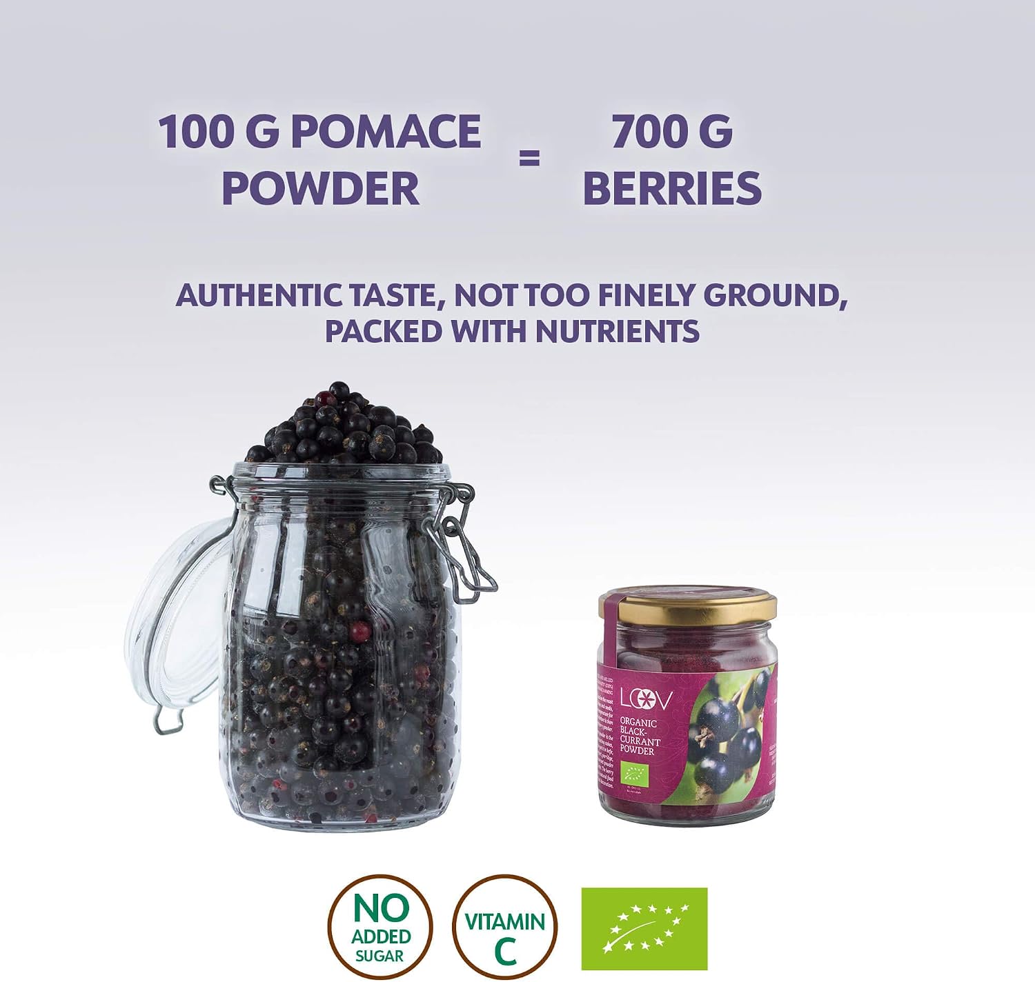 LOOV Organic Blackcurrant Powder (Pomace Powder), 100 g, High in Vitamin C, Made Only from Berry Skins and Seeds - Image 5
