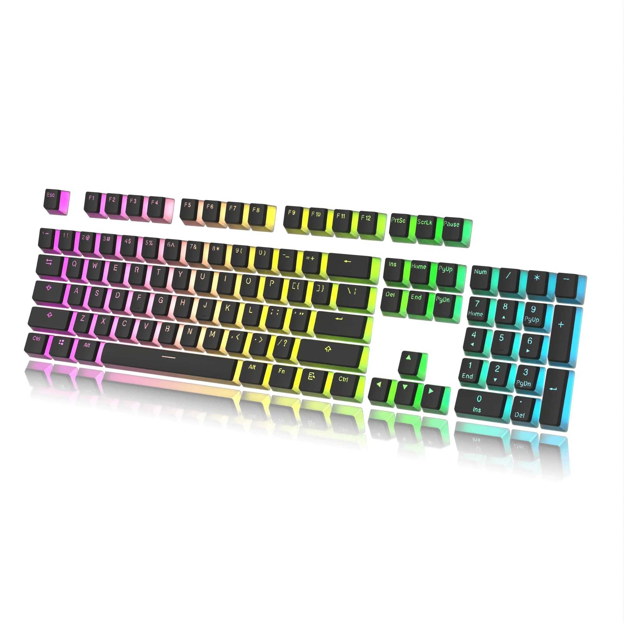 HK Gaming Pudding Keycaps | Doubleshot PBT Keycap Set | Full 108 OEM Profile Key Set | ANSI US-Layout | For Mechanical Keyboard | Compatible with Cherry MX, Gateron, Kailh, Outemu | Black