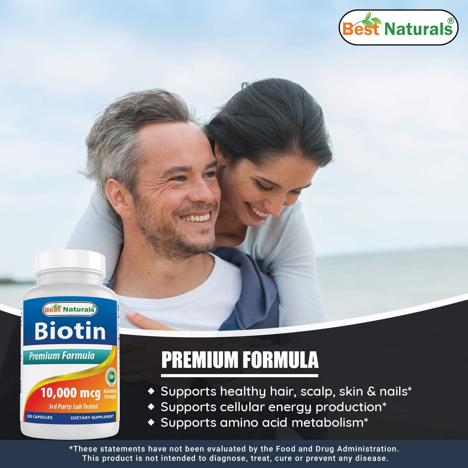 Best Naturals Biotin 10000 Mcg 100 Capsules (100 Count (Pack of 1)) - Image 5