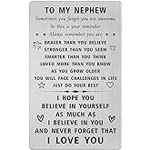 SOUSYOKYO I Love My Nephew Gifts, Inspirational Graduation Birthday Gift for Nephew Card from Aunt or Uncle