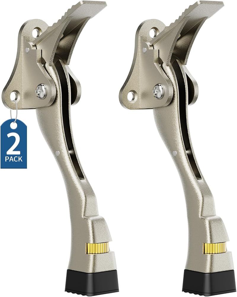 Gotega 2 Pack Kick Down Door Stops Adjustable Height Rubber Tip Heavy Duty Floor