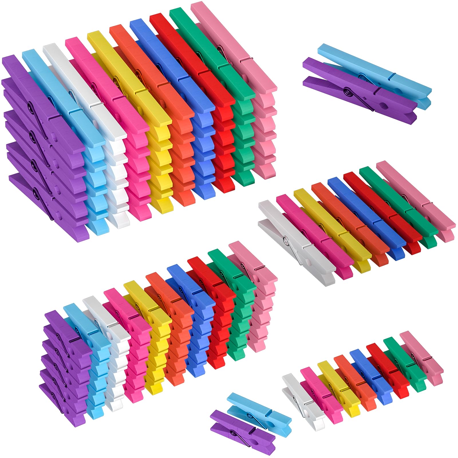 Photo 1 of 128 Pcs Colored Clothespins 10 Color, Colored Clothes Pins Wooden (68 Pcs 2.9 Inch Large Wooden Clothespins 60 Mini Clothespins), Clothes Pins for Classroom