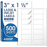 3" X 1.5" Matte White Printable Labels Compatible with Inkjet and Laser Printers - 500 Sheets, 7000 Total Stickers for Bottles, Product Labeling, Mailing - Spartan Industrial Template R010