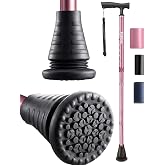 TIRAROME Collapsible Walking Cane for Men and Women, All Terrain | Rubber Handle, Shock Absorbing Base, 8-Level Height Adjustable, 0.9lb Lightweight, Supports Up to 350 Lbs