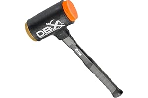 Titan DBX 63630 28oz Dead Blow Hammer with Interchangeable Polyurethane & Brass Striking Faces, Rebound Resistant, 14" Shock Absorbing Fiberglass Handle with Textured Grip