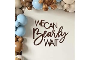 MASTRON We Can Bearly Wait Sign for Backdrop - Teddy Bear Themed Baby Party Banner Boy Girl Baby Shower Gender Reveal 1st Birthday Felt Letter Wall Decor Photography Background - Brown