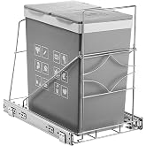 Youeon Pull Out Trash Can Under Cabinet, Adjustable Stainless Steel Under Sink Trash Can Pull Out, Slide Out Garbage Shelf, Fit for 7-11 Gallon Trash Can(Not Included)