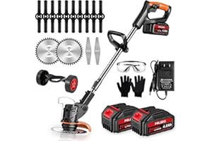 MILBIS Electric Cordless Weed Wacker Battery Powered Weed Trimmer, 3-in-1 Lightweight Weedeater with 21V 4.0Ah Battery & Metal Blades, Grass Trimmer & Edger Lawn Tool, Brush Cutter for Yard Garden