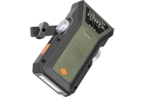 WENBELLE Emergency Weather Radio,Portable AM/FM/NOAA Weather Radio,4000mAh(14800mWh 1.5W LED Flashlight,USB Type-C/Solar/Hand Crank 3 Modes Charge,SOS Alarm (WB06 Green)