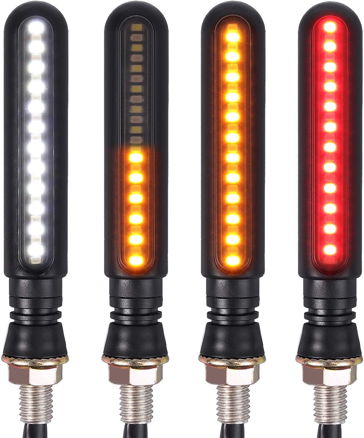 Motorbike Turn Signal Lights Justech 4PCs Motorcycle Flashing Turning Indicators Rear Brake Lights Daytime Running Light Width Lamps for 12V Universal Motorcycle