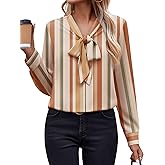 Zeagoo Womens Blouses Chiffon Long Sleeve Shirts Bow Tie Neck Work Tops Business Casual Outfits