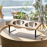 FUKUMARU Elevated Cat Bowls 15° Tilted Stand Stainless Steel Bamboo Feeding view 7