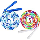 Fezog 2 Pack Rainbow Beaded Kids Jump Rope, Segmented Skipping Rope for Kids Adults, Tangle-Free Rope Skipping Child Jump Rop
