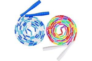 Fezog 2 Pack Rainbow Beaded Kids Jump Rope, Segmented Skipping Rope for Kids Adults, Tangle-Free Rope Skipping Child Jump Rope for Fitness Exercise Training