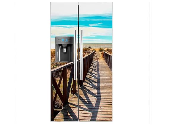 Vinilo Frigorífico Americano Puente Madera Playa | 91X179cm ...